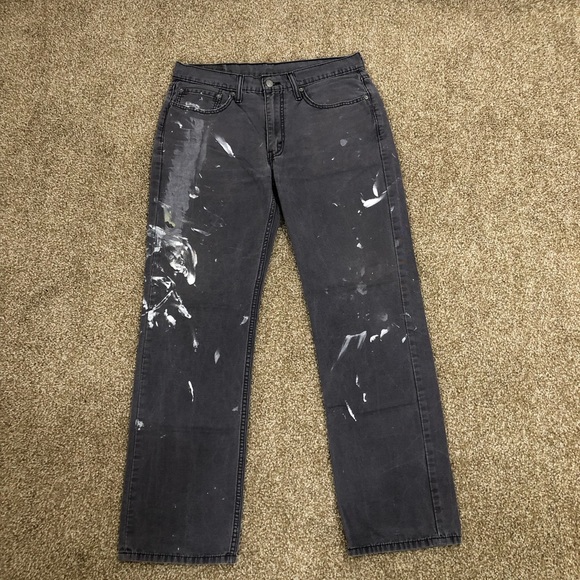 Painterly Distressed Levis Jeans Style 514 Size 34W x 32L Grey w White Splatter - Picture 2 of 6